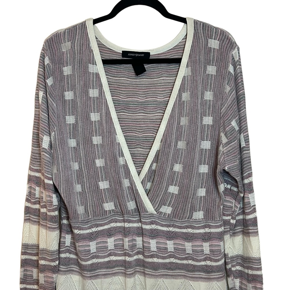 ASHLEY STEWART Long Sleeve Surplice Tunic Sweater 18/20 - Picture 2 of 10